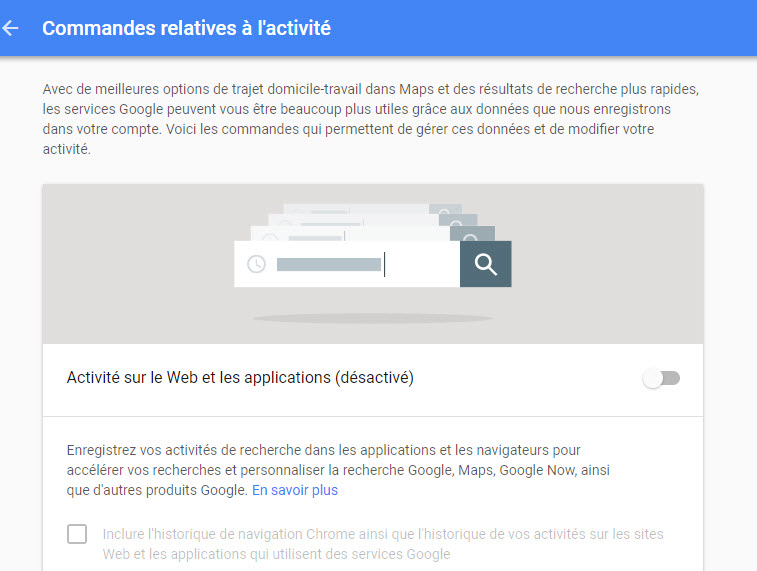 contrôle activité Google Chrome